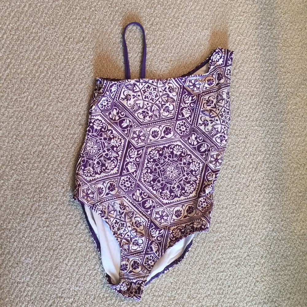 Purple & Off-White One Piece Swimsuit